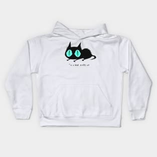 Black scruffy cat Kids Hoodie